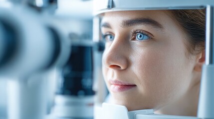 Close-Up of Woman Undergoing Professional Eye Examination
