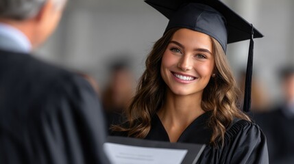 Beautiful Graduate Smiling During Commencement Ceremony