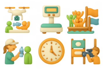 Drone filming and sports competition with enthusiastic teamwork and support