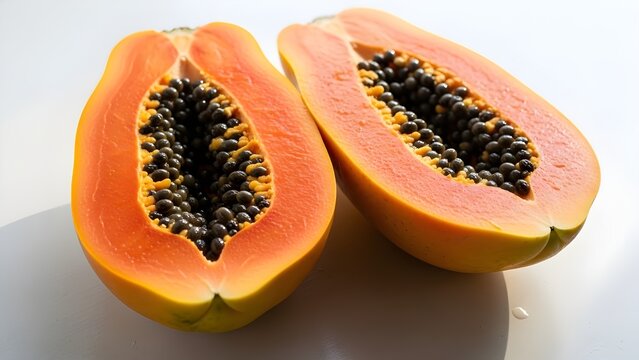 papaya fruit on white background