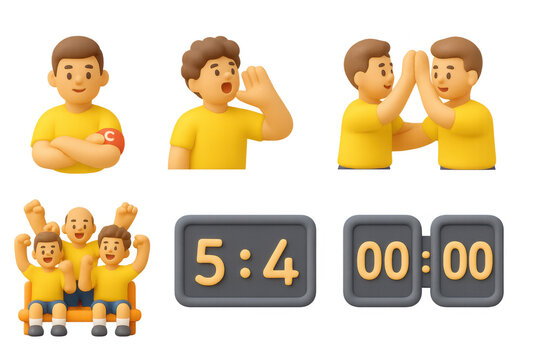 Animated team spirit icons for sports enthusiasts and community engagement