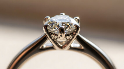 Sparkling diamond solitaire engagement ring, close-up luxury jewelry.