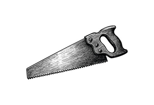 Detailed vintage engraving illustration of a traditional carpenter’s handsaw — stock vector.