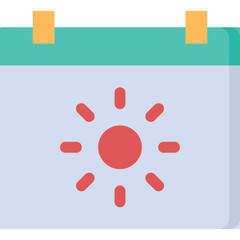 Stylized sun icon on a light blue calendar page with orange accents representing a sunny day event reminder