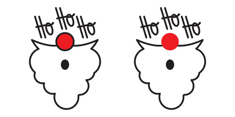 Santa design set with white beard and red nose. Classic festive character saying “Ho Ho Ho.” Ideal for Christmas decor, holiday cards, and winter illustrations. Isolated on transparent background.