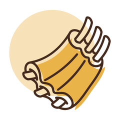 Rack of Pork Ribs Flat Vector Icon