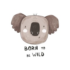 cartoon koala. Colorful illustration for kids, flat style. baby design for card, poster, print on t-shirt	
