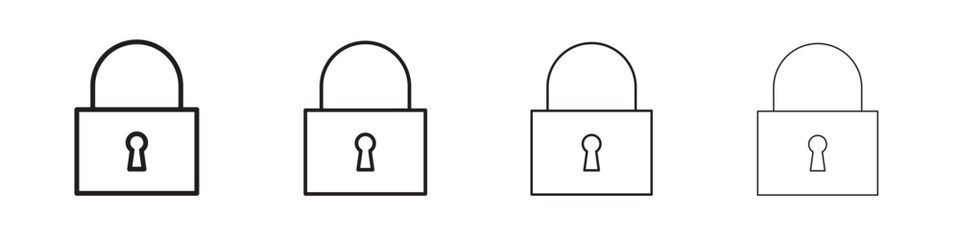 Lock closed icons. Editable stroke. Pixel perfect thin line icons.