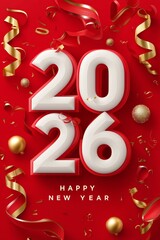 2026 happy new year celebration greeting card. 2026 banner. Happy new year poster