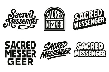 Obraz premium Sacred Lettering Variations. Sacred Messenger. Set lettering. harmonious lettering variations of the same emblematic concept (Whimsical curly type with