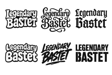 Obraz premium Bastet Lettering Variations. Legendary Bastet. Set lettering. harmonious lettering variations of the same emblematic concept (Funky cartoon-style lettering,