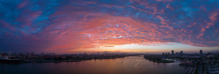 Panoramic view of Long Beach CA water ways
