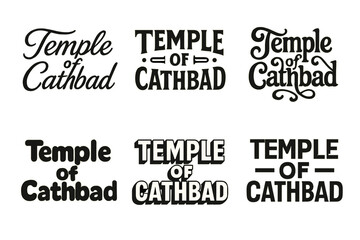 Fototapeta premium Temple Lettering Variations. Temple of Cathbad. Set lettering. harmonious lettering variations of the same emblematic concept, each with different artistic