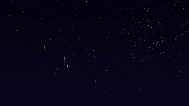 Colorful fireworks display lighting up a night sky for designers and visual artists