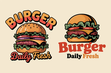 Delicious Burger Design with Daily Fresh Ingredients Graphic