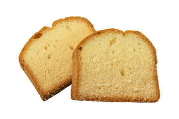 Sweet sliced pound cake isolated on transparent background