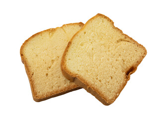Sweet sliced pound cake isolated on transparent background
