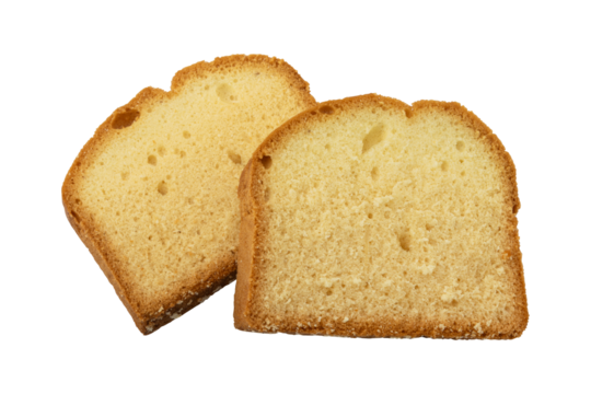 Sweet sliced pound cake isolated on transparent background