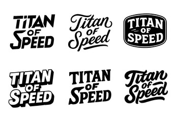 Fototapeta premium Speed Lettering Variations. Titan of Speed. Set lettering. harmonious lettering variations of the same emblematic concept (Abstract geometric letterforms,