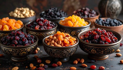 Obraz premium Decorative Tray of Persian Ajil Nuts and Dried Fruits for Nowruz