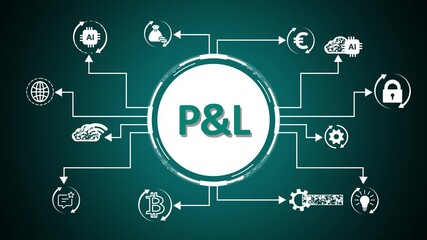 Profit and Loss P& L business strategy icons network diagram financial analysis growth success teamwork innovation goals investment analysis - Powered by Adobe