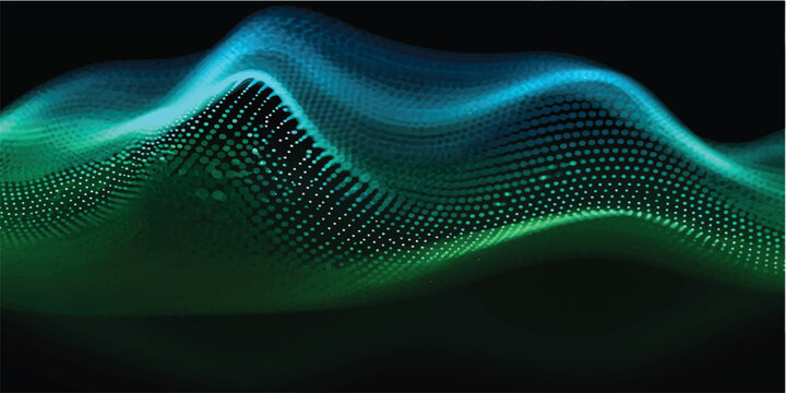 Abstract blue wave design vector illustration with futuristic digital curve pattern background