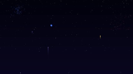 Dynamic colorful fireworks display in the night sky for festive celebrations or design projects