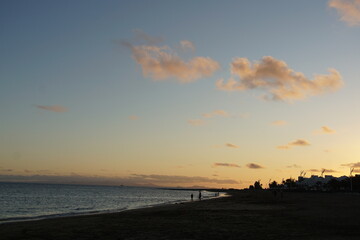 beach, sand, rocks, volcanic island, atlantic ocean, coastline, shore, sunset, lanzarote, matagorda, puerto del carmen, November 2025