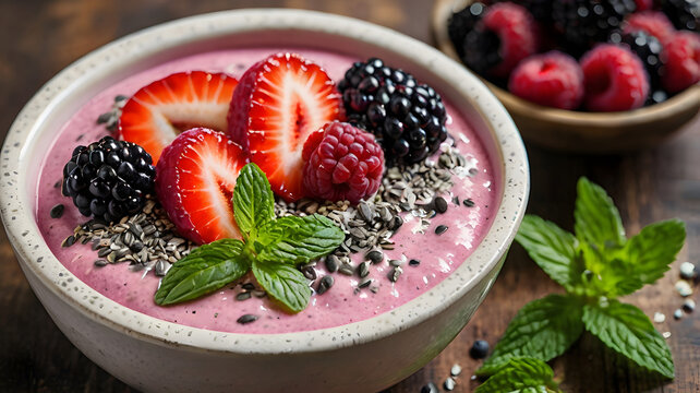 yogurt with strawberries - Powered by Adobe