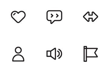 Simple outline icons for social media and user interface elements