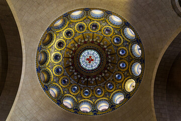 Interior of the Basilica in the Sanctuary of Lourdes, France. Mayor pilgrimage spot for Catholics