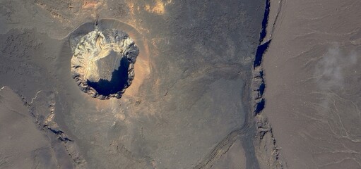 Satellite View of Hayli Gubbi Volcanic Crater in Ethiopia