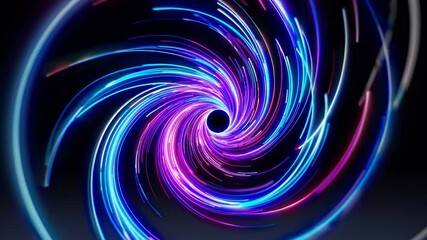 Glowing blue and purple light trails spiral on a dark backdrop, forming a dynamic digital vortex that evokes high speed data flow, futuristic networking, and energy - Powered by Adobe