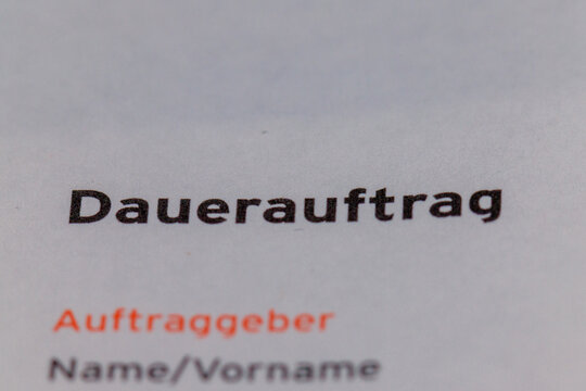 German Dauerauftrag form for standing bank order