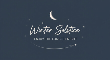 Celebrate the enchanting winter solstice with moon and stars illustration, embrace the magic of the longest night, perfect for holiday greetings and seasonal designs