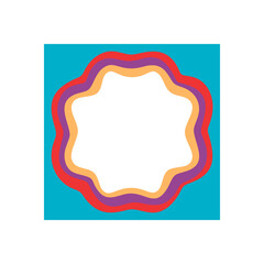 Groovy retro wavy frame border shape with colorful pop outline on abstract background. Funky y2k design forms a playful border and unique outline, perfect for creative projects in a modern style.