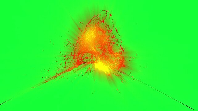 Volcanic eruption blast on Green Screen

3d rendering explosive lava burst shooting upward with fiery debris and glowing eruption energy on full green screen background
