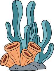Vibrant Hand-Drawn Coral Reef Elements