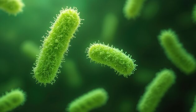 Microscopic view of Vibrio cholerae bacteria, infectious pathogen. Rod shaped microorganisms cause cholera disease. Scientific illustration of dangerous germs, microbes under electron microscope for