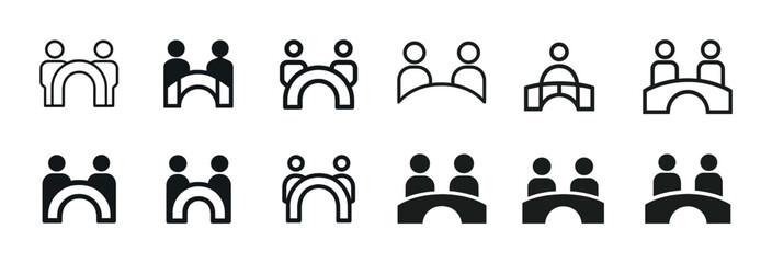 Set of minimalist people icon designs for collaboration or partnership concepts