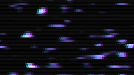 Abstract digital data corruption background with purple and cyan pixel blocks. Dark screen system failure with horizontal scanlines. 4K cyberpunk glitch animation. - Powered by Adobe