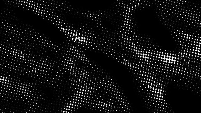 Abstract black and white pattern created with dots forming a wave-like design.