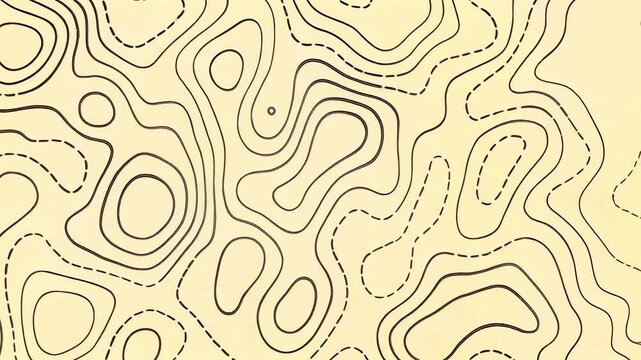 Abstract topographic map design with wavy lines and contours on a light background.