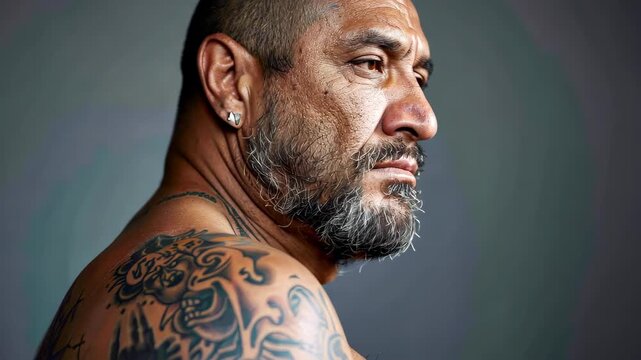 Introspective Portrait: A man gazes thoughtfully, his face etched with life's experiences, revealing inner depth, character, and contemplation.