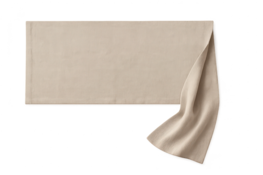 Elegant beige fabric draped on a transparent background, textile texture