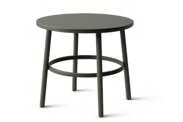 Modern dark gray metal bar stool isolated on transparent background, clean design