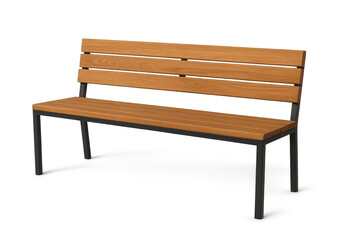 Wooden park bench isolated on transparent background for easy use design