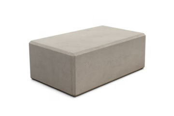 Concrete block isolated on transparent background, building material studio shot
