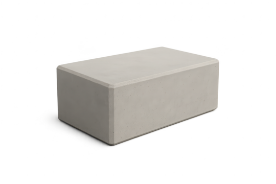 Concrete block isolated on transparent background, construction element, simple form