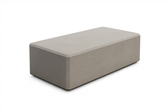 Concrete block isolated on a transparent background, minimalist style shape object
